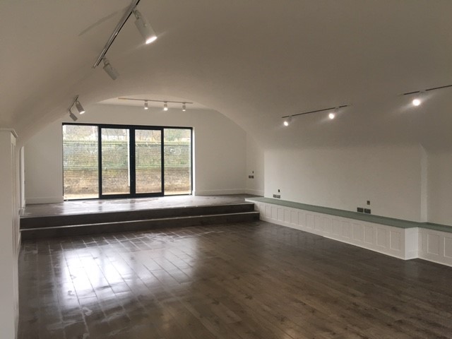 waterproofed railway arches converted into empty office space ready for occupation