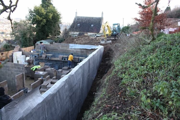 Exterior basement foundation wall waterproofing