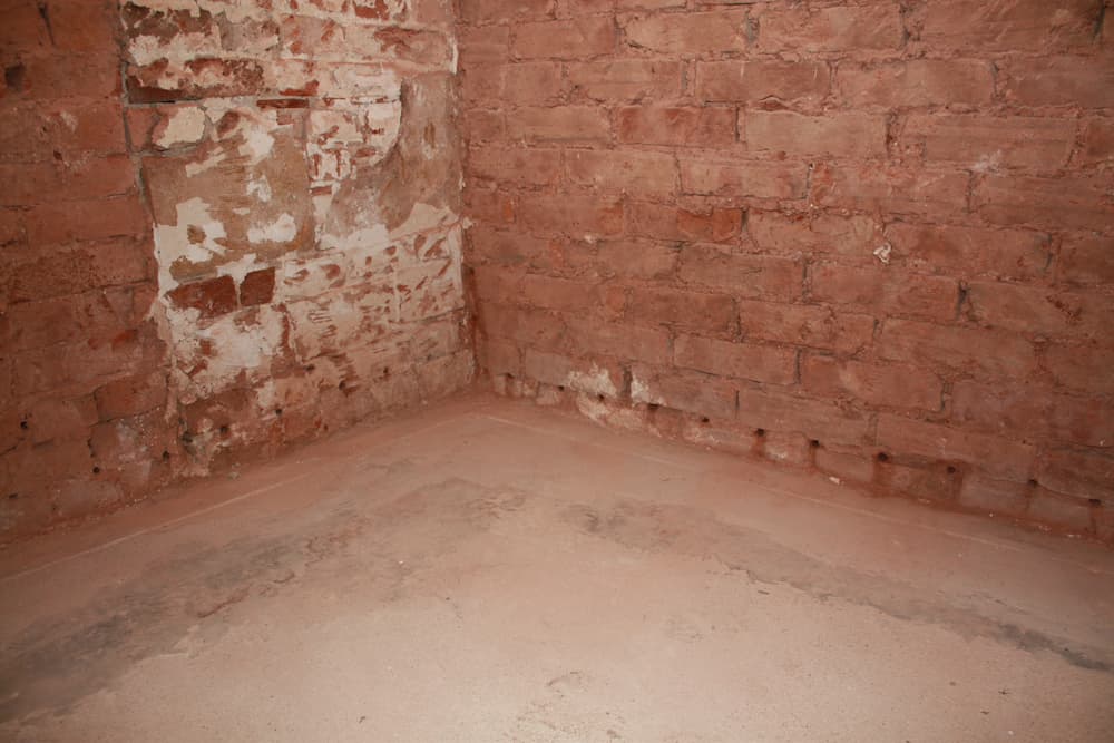 walls with drilled holes ready for injection of chemical DPC