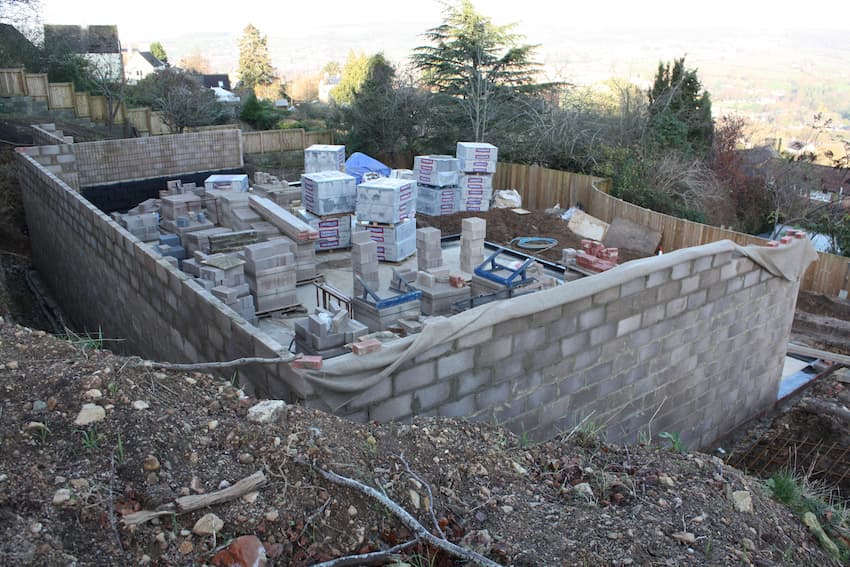 a new build being constructed with building materials visible