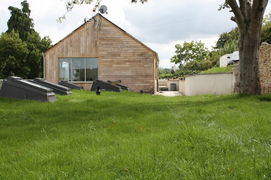 photo of a new residential green roof at eye level