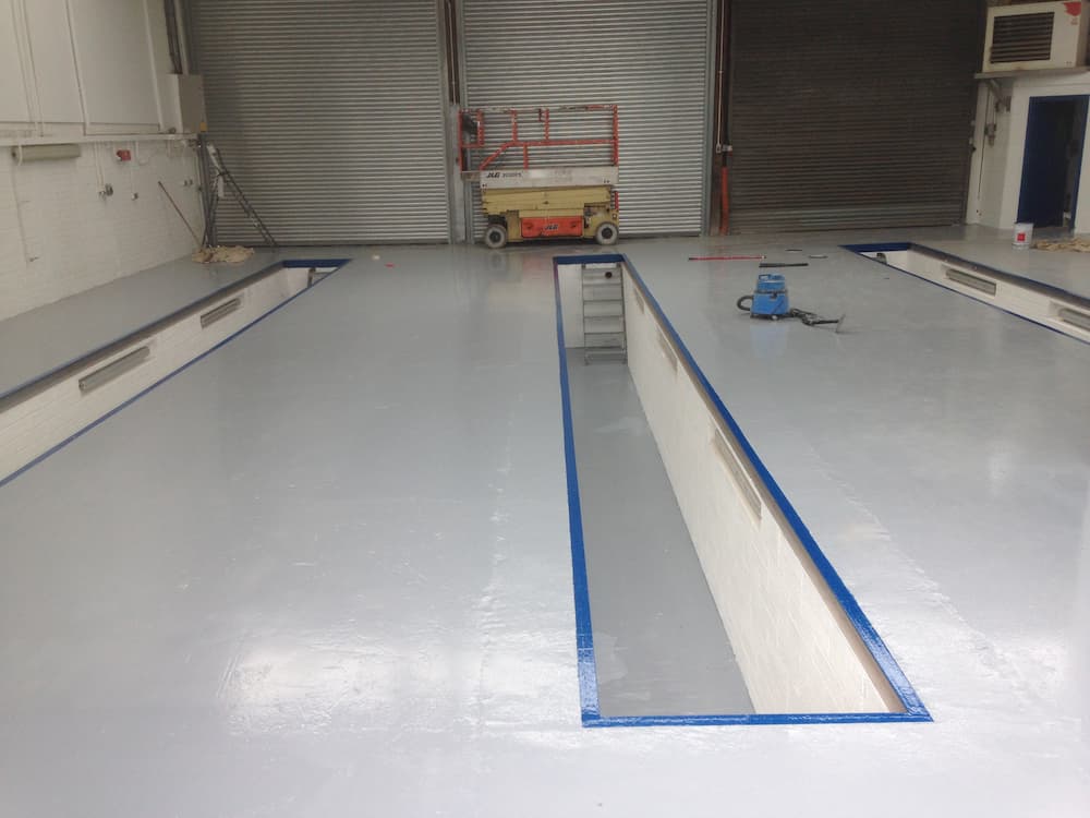 commercial garage floor using epoxy floor coating